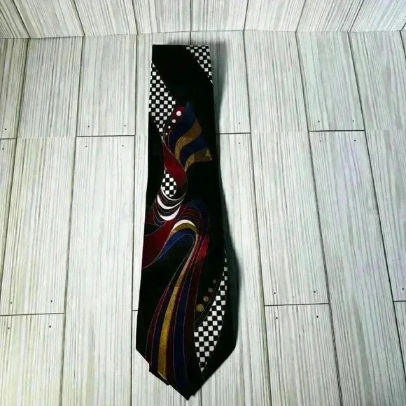 Pierre Cardin 100% Silk men's vintage neck tie - hidden art, checkered flag - Picture 9 of 12